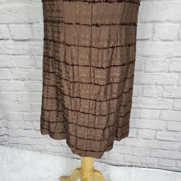 Eliza J Brown Silk Blended Dress Beaded Scoop Neck Back Zipper Size 8 - Picture 10 of 12